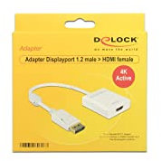 Delock Adapter Displayport 1.2 Stecker > HDMI Buchse 4K Aktiv weiß