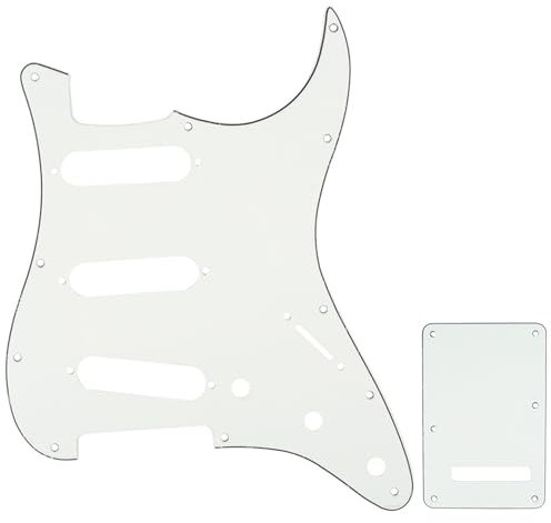 Musiclily SSS Strat Pickguard and Back Plate Set for Fender USA/Mexican Standard Stratocaster Modern Style Electric Guitar, 3Ply Parchment