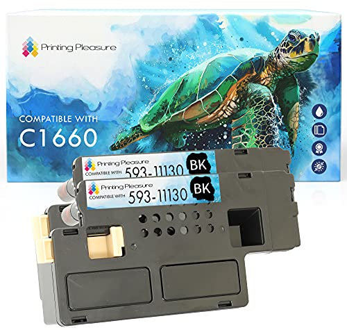 Printing Pleasure 2 Toner kompatibel für Dell C1660W C1660DW C1660CN C1660CNW - Schwarz, hohe Kapazität