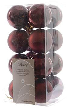 Christmas-Decorations 16 Weihnachtskugeln Kunststoff 4cm Marsala Bordeaux