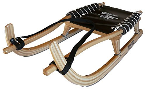 German Luge Freizeitrodel 128 cm Doppel-Farbe natur/Rennschiene/Sitz schwarz