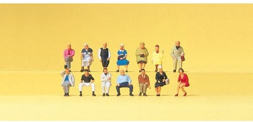 Preiser N 79199 - Sitzende Reisende. 14 Miniaturfiguren