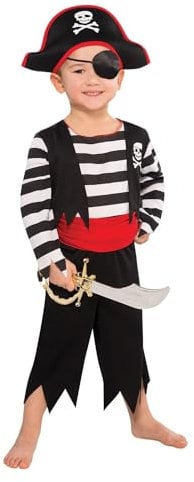 Amscan 997025 - Kinderkostüm Pirat, Hose, Oberteil, Dreispitz Hut, Freibeuter