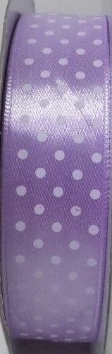 Nastro doppio raso a pois lilla 25 mm x 50 mt