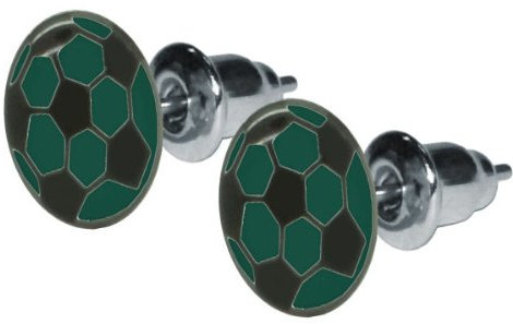 Soul-Cats 1 Paar Fussball Ohrstecker Ohrringe Ball WM EM, Farbe:grün