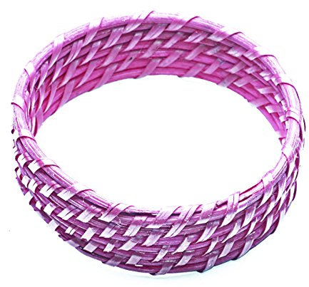 FreshFunkyFashion Brazalete delgado de mezcla de paja fucsia para un POP ligero de color rico (ZX40)