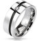 Bungsa 54 (17.2) Edelstahl Kristall Ring mit diagonal schwarzem Mittelring Silber hochglanzpoliert Damen Herren Partnerringe (Ring Damen Fingerring Partnerringe Verlobungsringe Trauringe Damenring)