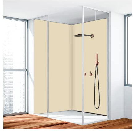 KERABAD Duschrückwand, Badrückwand, Duschverkleidung aus 3 mm Alu-Verbundplatte, 90x200cm,Elfenbein RAL 1015