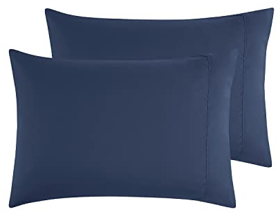 Empyrean Bedding Pillow Case – King Size Pillow Cases 2, Soft Microfiber King Pillow Cases 2, Ultra Cooling, Stain, Fade Resistant King Pillowcases, Envelope Enclosure King Pillow Case Navy Blue