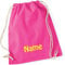 Turnbeutel pink mit Namen Bestickt aus 100% Baumwolle, Sportbeutel, Schwimmbeutel, Gym Sack, Gym Bag