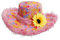 Widmann 2598E - Hut Ibiza, mit Plüschrand und Sonnenblume, Rosa, Partyhut, Kopfschmuck, Accessoire, Karneval, Mottoparty