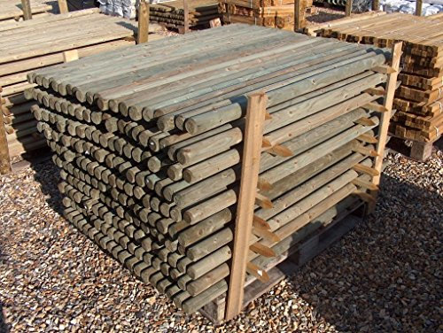 F&G Supplies Round Fence Posts | 1.5m (5ft) x 50mm | 20 Pack | Pressure Treated Wooden Stakes