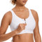 SYROKAN Women's Sports Bra High Impact Front Fastening Zipper Wireless Post Surgery Support Workout Bra White 36D