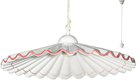 VANNI LAMPADARI - Lampadario a Sospensione Plissè- Lampadario Soggiorno in Ceramica- Lampadario Camera da Letto Decorato a Mano- Lampadario Rustico Taverna, Cucina- Made in Italy- 40 cm, Rosa