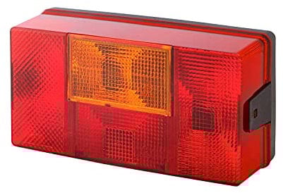 HELLA Rückleuchte - Glühlampe - 24V / 12V - Anbau - ECE - Lichtscheibenfarbe: rot/gelb - Stecker: Flachstecker - links - Menge: 1 - 2VA 006 040-291