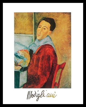 Germanposters Amedeo Modigliani Selbstportrait Poster Bild Kunstdruck im Alurahmen schwarz 30x24cm