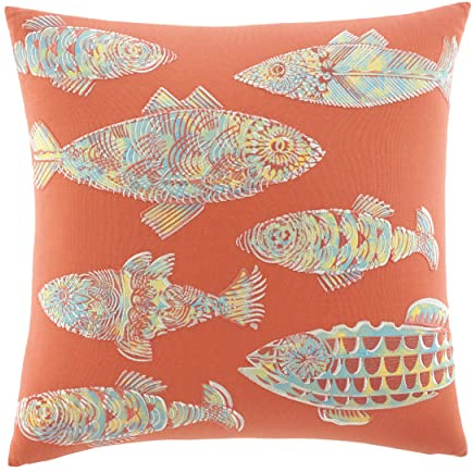 Tommy Bahama Throw Pillow Soft Cotton with Zipper Closure, Tropical Design, Ideal for Bed or Couch, 20 x 20, Multi Orange