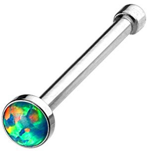 Paula & Fritz® Nasen-Piercing Nasenpiercing-s Nose Nasenfluegel Nasenstecker Nostril Aufsatz Opal Rund Weiß Blau Grün Lila Edelstahl Chirurgenstahl 316L NOB-21_OP02_FBS