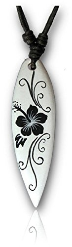 Bianco collana di legno fiore nero Sono di legno cotone legno collana surfista Chic-Net Surfer Style Ciondolo Unisex