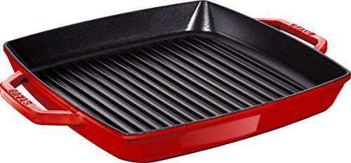 STAUB Gril en Fonte avec Double Poignée, Carré, 33 x 33 cm, Cerise