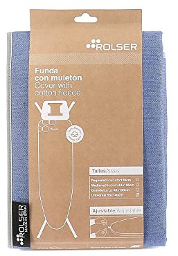 Rolser Funda 100% Algodón para Tabla de Planchar - Talla Universal 140x55 cm - Natural Azul