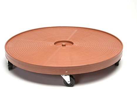 DeVaultEnterprises 23.5 Rolling Plant Caddy with Wheels, Heavy Duty Plant Pot Stand with Casters & Locking Wheel, Indoor Outdoor Planter Base for Pots, Round Plant Tray, Terracotta