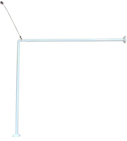 EVIDECO 2106100 Tringle à Rideau de Bain d'angle réglable en Forme de L 80 x 94 à 180 cm Finition Blanche 71 x 1 x 1 cm