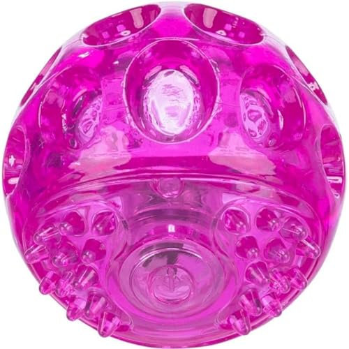 TRIXIE Hunde-Blinkball, Pink, ø 6 cm, 33642, Aktivierung durch Aufprall, 50 Stunden Leuchtdauer