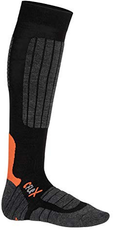 CFLEX Damen und Herren Ski- und Snowboard Socken (1 Paar) Kniestrümpfe - Schwarz-Orange 35-38