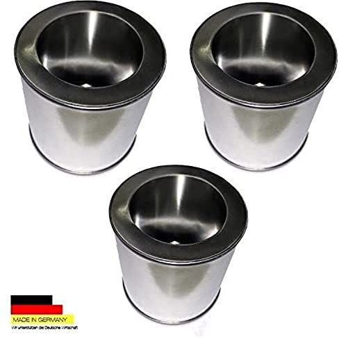 Kaminbau Mierzwa - 3 Brennstoffdosen aus Weißblech 0,25 Liter Volumen + 3 Sparplatten aus Edelstahl