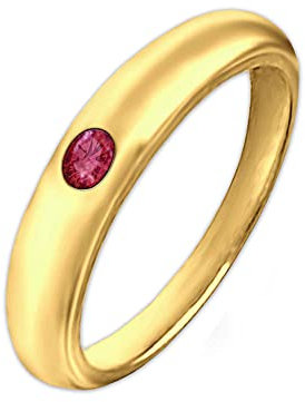 CLEVER SCHMUCK Goldener Mädchen Taufring schlicht Zirkoniastein rubinrot glänzend 333 Gold 8 Karat im Schmucketui