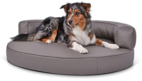 PadsForAll Hundebett, Hundesofa Atlanta Kunstleder Taupe wasserabweisend, Feels Like Heaven | Gr. S | Füllung Visco-Schaumstoff
