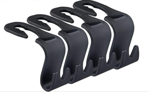 Mayco Bell 4pcs Auto Lagerung Haken,Rücksitz Kopfstütze Haken - Mantel Geldbörse Handtasche Halter(Schwarz Satz von 4)
