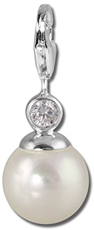 SilberDream Charm 925 Echt Silber Anhänger Perle Zirkonia Perle FC226W