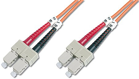 DIGITUS LWL Patch-Kabel OM1 - 5 m SC auf SC Glasfaser-Kabel - LSZH - Duplex Multimode 50/125µ - 10 GBit/s - Orange
