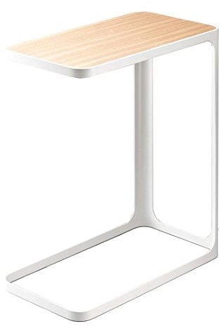 Yamazaki 7202 Frame Beistelltisch, weiß, Stahl/Holz, Minimalistisches Design, 24 x 45 x 52 cm (LxBxH)