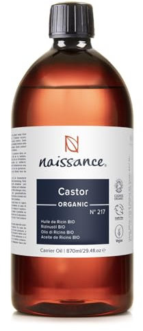 Naissance Rizinusöl BIO (Nr. 217) 870ml - kaltgepresst, rein, natürlich, BIO zertifiziert, vegan, hexanfrei, gentechnikfrei - pflegt Haare, Wimpern und Augenbrauen