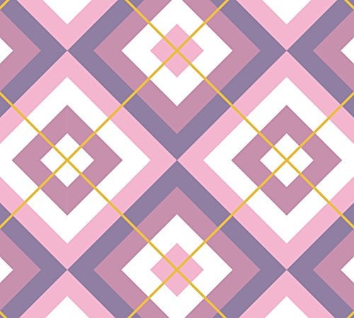 Moderne GMM Tapete Modern living - Diamant rosa lila mit Karo (gelb) angepasst an Little Green Mister David - Muster 20 x 46,5cm