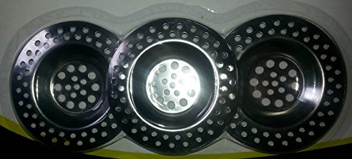 Stainless Steel Small Chrome Plated Sink Strainer / Plug Hole Strainer Pack of 3