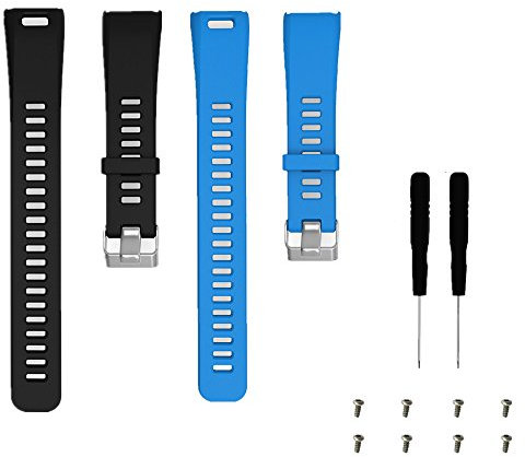 Waekethy Armband für Garmin vivosmart HR, Weich Silikon Armbänder Einstellbar Sport Ersatzarmband Kompatibel mit Garmin vívosmart HR für Frauen Männer (Schwarz+Blau)