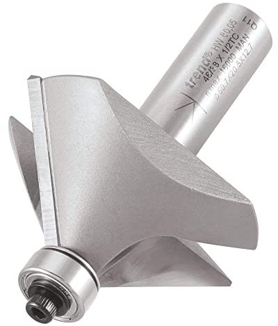 Trend Professional Bearing Guided Chamfer Cutter, 45-Degree, 1/2 Inch Shank, 50mm Cut Diameter & 19mm Cut Length, Tungsten Carbide Tipped, 46/38X1/2TC