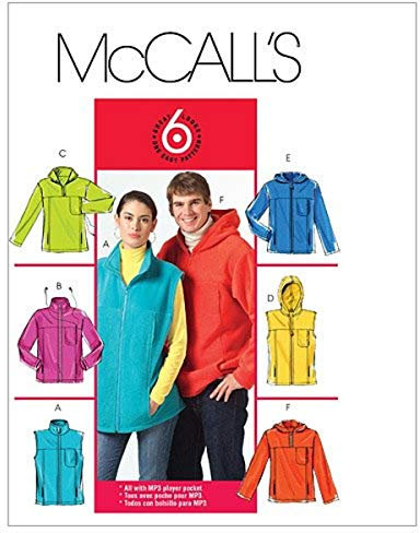 McCall's Patterns M5252 Size XM Small- Medium - Large Misses/ Men's Unlined Vest and Jackets, Pack of 1, White