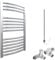 Bray Curved Dual Fuel Heated Towel Rail/Warmer/Radiator, Chrome. Round Tube, High Output, For Bathroom, Kitchen, 800 x 500
