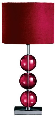 Premier Housewares Bedside Table Lamp Ceramic Effect Bedside Lamp Chrome Base Table Lamps for Lounge Desk Lamp Lamp Shade H51 Cm X W24 Cm X D24Cm, Red