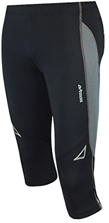 Airtracks FUNKTIONS Laufhose 3/4 LANG PRO AIR/Running Hose/Tight/Kompression/Reflektoren - XL - schwarz-grau