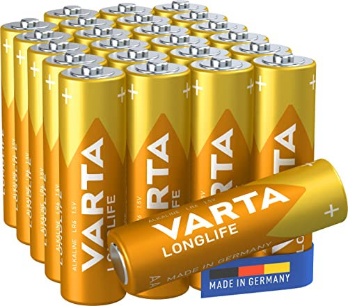 VARTA Longlife Batterie AA Mignon LR06 (pacco da 24) Batterie alcaline – Made in Germany – ideali per telecomandi, radio, sveglie e orologi