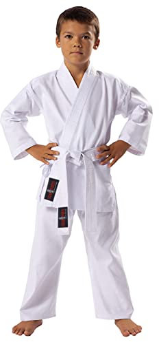 V-sports Blanc pour Les Enfants Karaté Suit Poly/Coton Enfants Karaté Uniforme Karaté Kimono - blanchie Blanc, 0000/100cm 3-4yrs