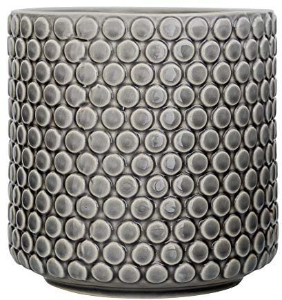Bloomingville Blumentopf Dot Retro Übertopf Vintage Pflanztopf für Zimmerplanzen M (15,5 cm ø) Öffnung: 13 cm ø, grau, Keramik