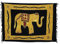 Kascha Sarong Pareo Wickelrock Strandtuch Tuch Wickeltuch Handtuch - Blickdicht - ca. 170cm x 110cm - Schwarz Ocker Batik mit Elefant Motiv Handgefertigt inkl. Kokos Schnalle in Rauteform