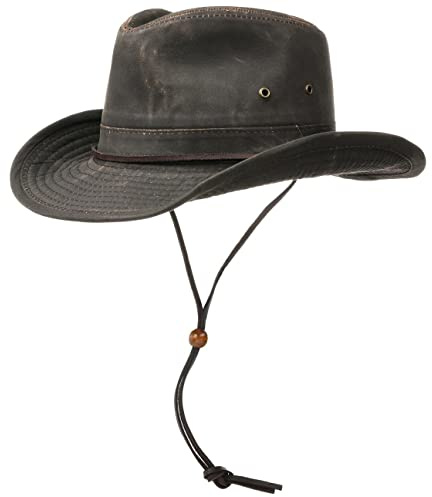Dorfman - Outback Hat for Men, Weathered Cotton, UPF50+ UV Protection Brown